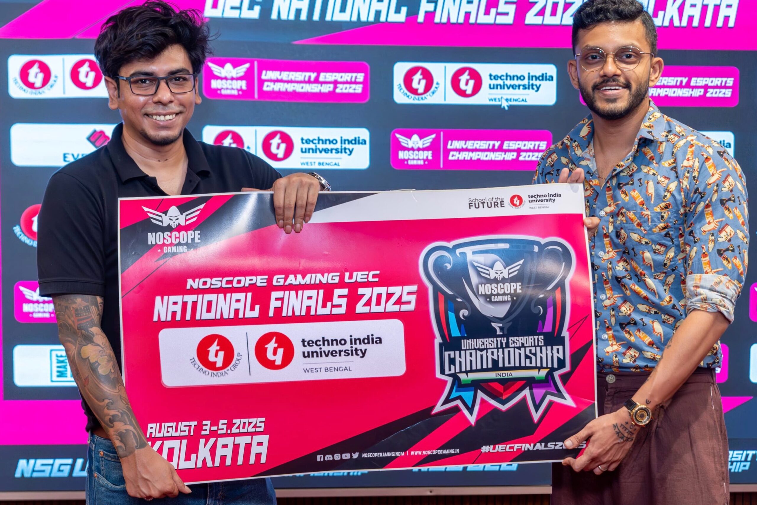 Abhinandan Mukherjee and Meghdut RoyChowdhury at Techno India University at the announcement of University Esports CHampionship National Finals 2025