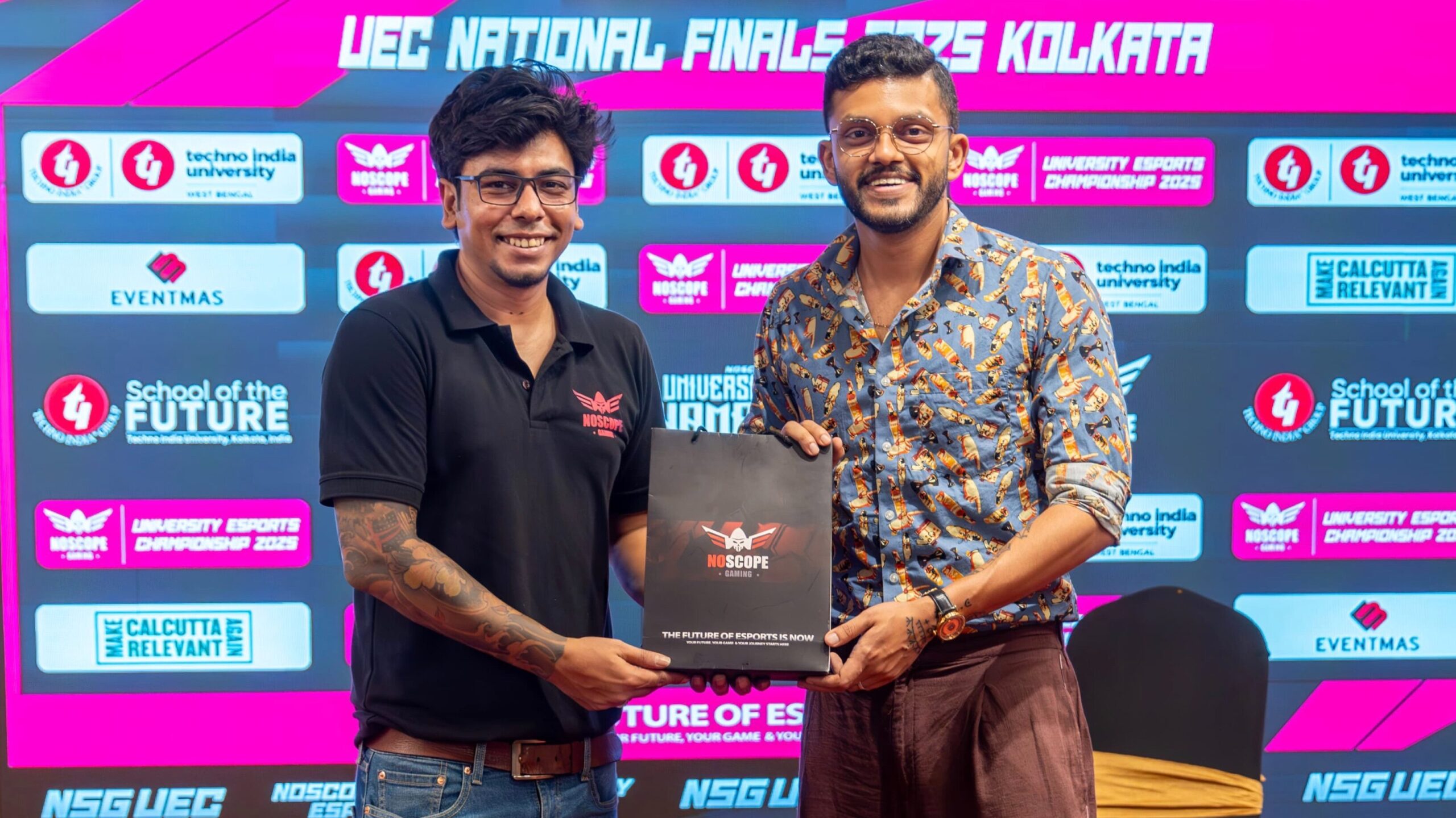 Abhinandan Mukherjee and Meghdut RoyChowdhury at Techno India University at the announcement of University Esports CHampionship National Finals 2025